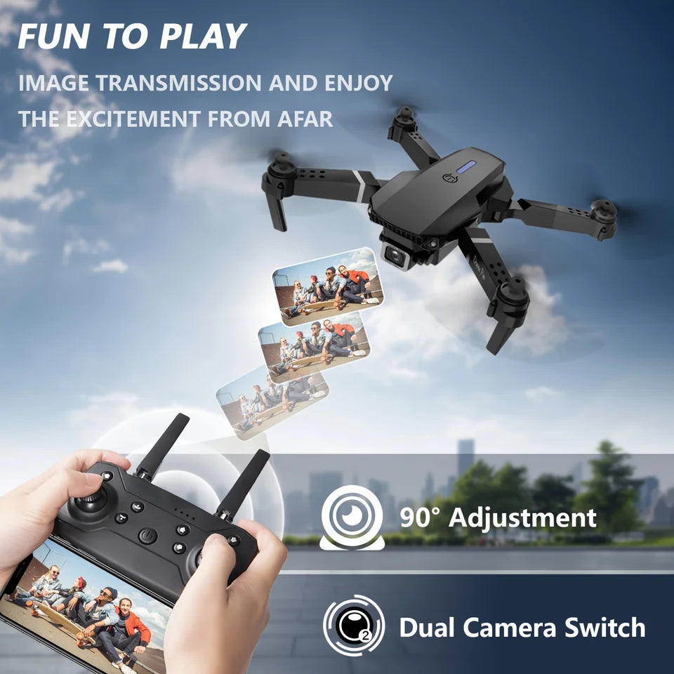 2025 E88Pro RC Drone 4K Professional with 3 Batteries 1080P HD Camera Foldable FPV