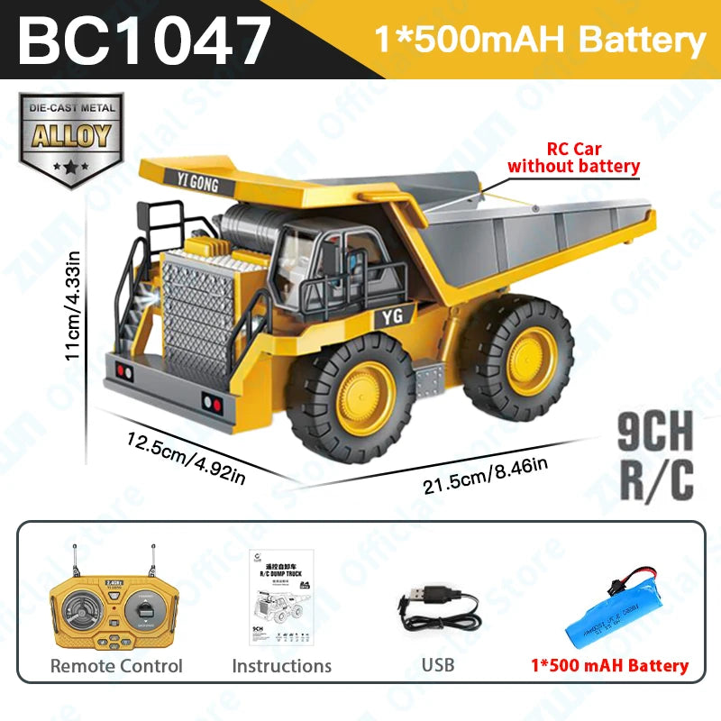 2.4G RC Excavator Dump Truck Alloy Construction Vehicle Toy
