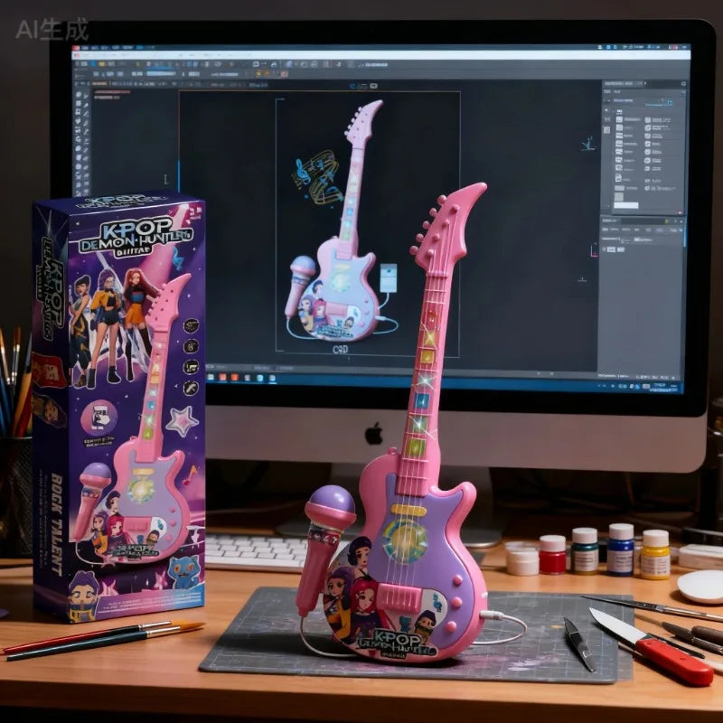 2026 Cartoon Anime Kpop Girl Group Music Microphone Children Toy with Lights Singing