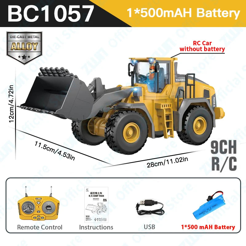 2.4G RC Excavator Dump Truck Alloy Construction Vehicle Toy