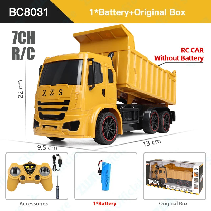 2.4G RC Excavator Dump Truck Alloy Construction Vehicle Toy