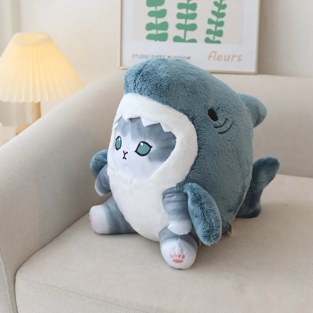 Kawaii Shark Cat Plush Toy Soft Stuffed Colorful Doll Birthday Gift for Kids