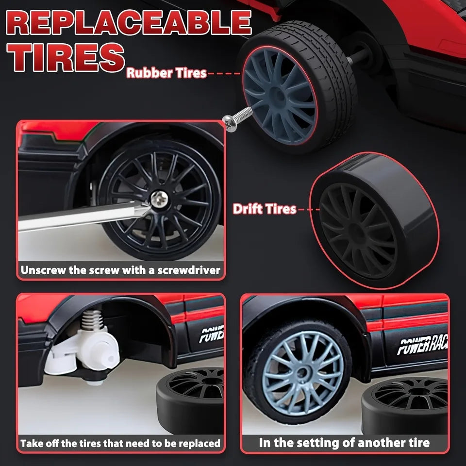 Remote Control RC Drift Car 2.4GHz 1:24 Scale 15KMH High Speed LED Drifting Vehicle