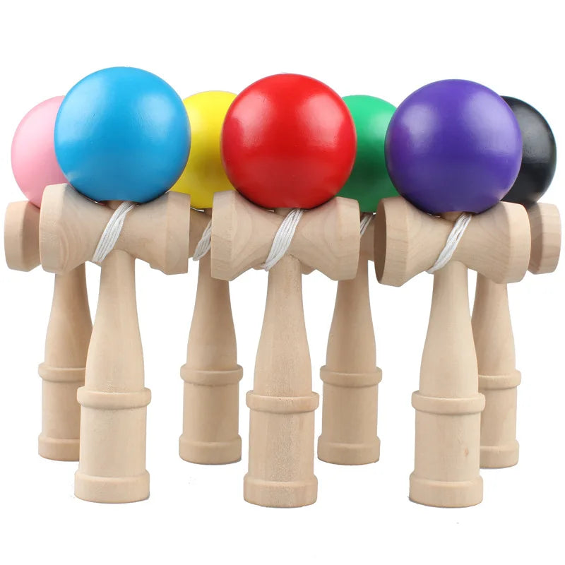 Painted Wooden Handle Ball Toy Outdoor Fitness Hand Eye Training Juggling Ball