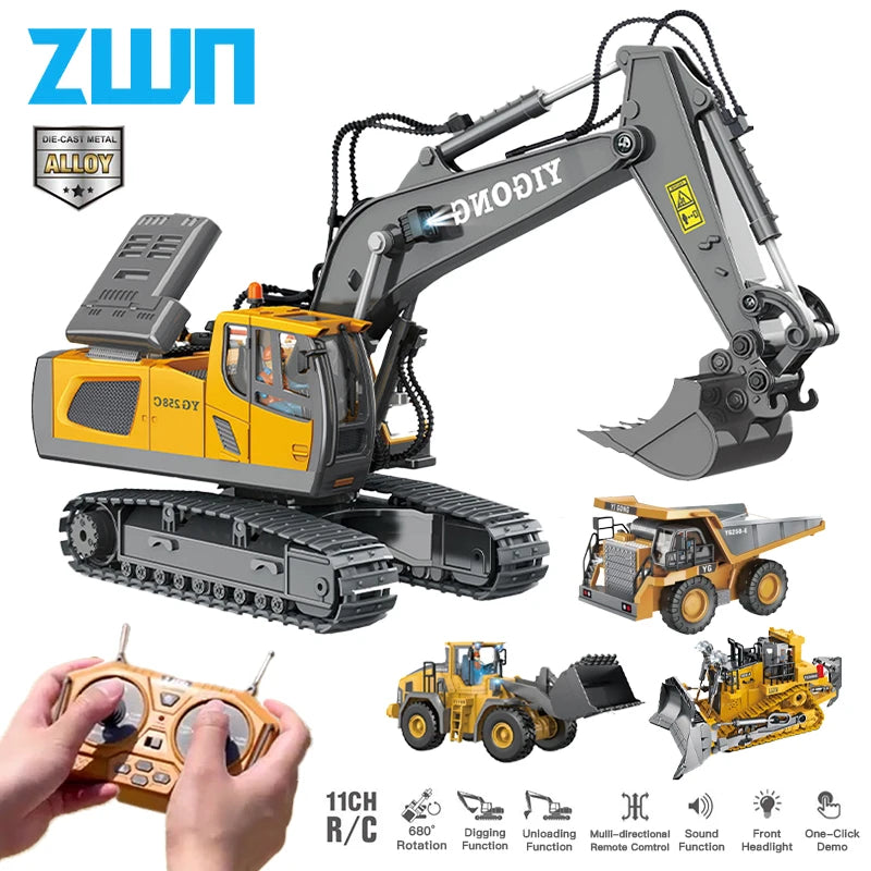2.4G RC Excavator Dump Truck Alloy Construction Vehicle Toy