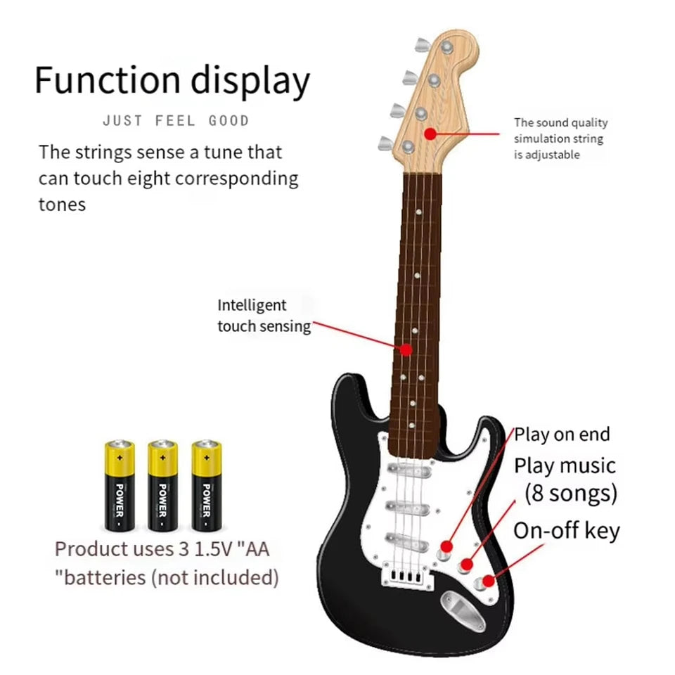 17 Inch Kids Electric Guitar Toy with 4 Strings and LED Lights Rechargeable Instrument