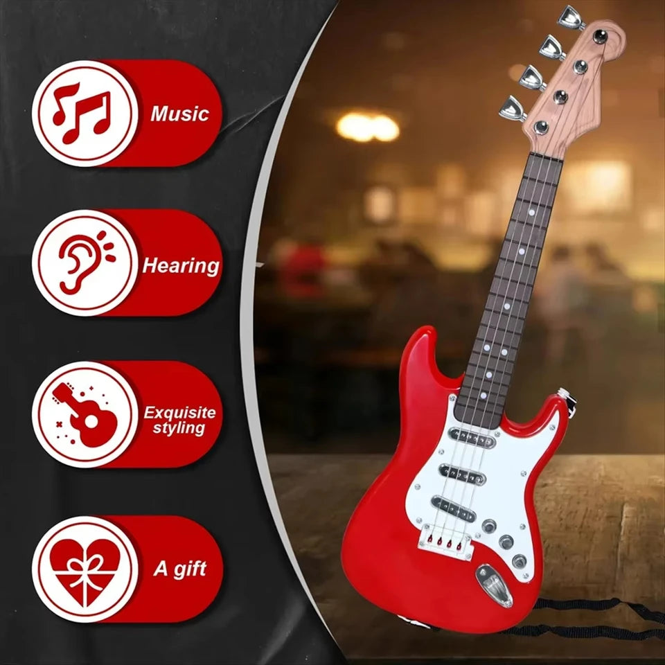 17 Inch Kids Electric Guitar Toy with 4 Strings and LED Lights Rechargeable Instrument