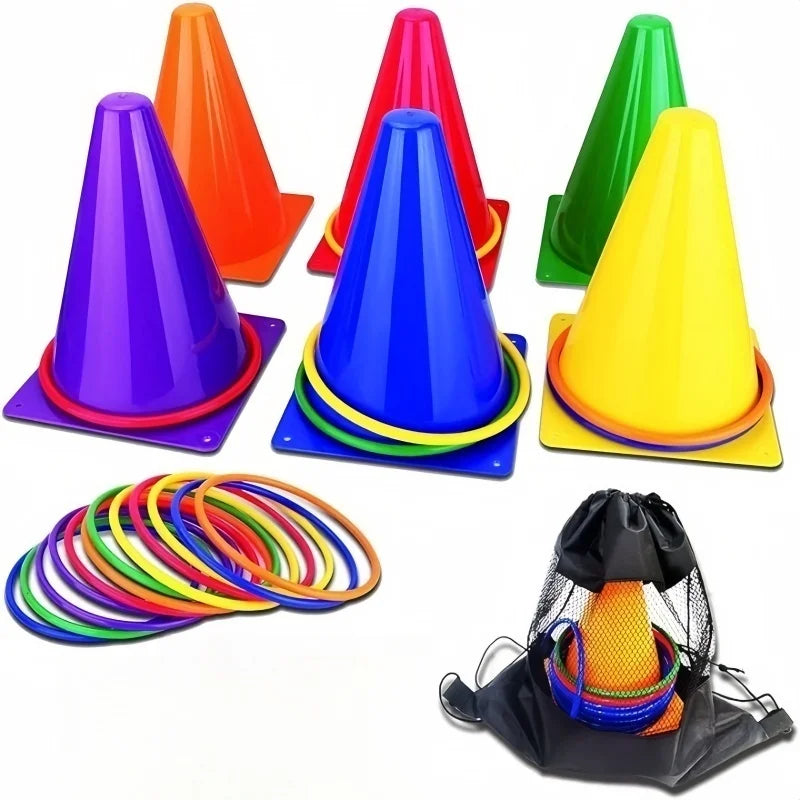 Toss Cones Rings Party Game Set Outdoor Agility & Carnival Toys