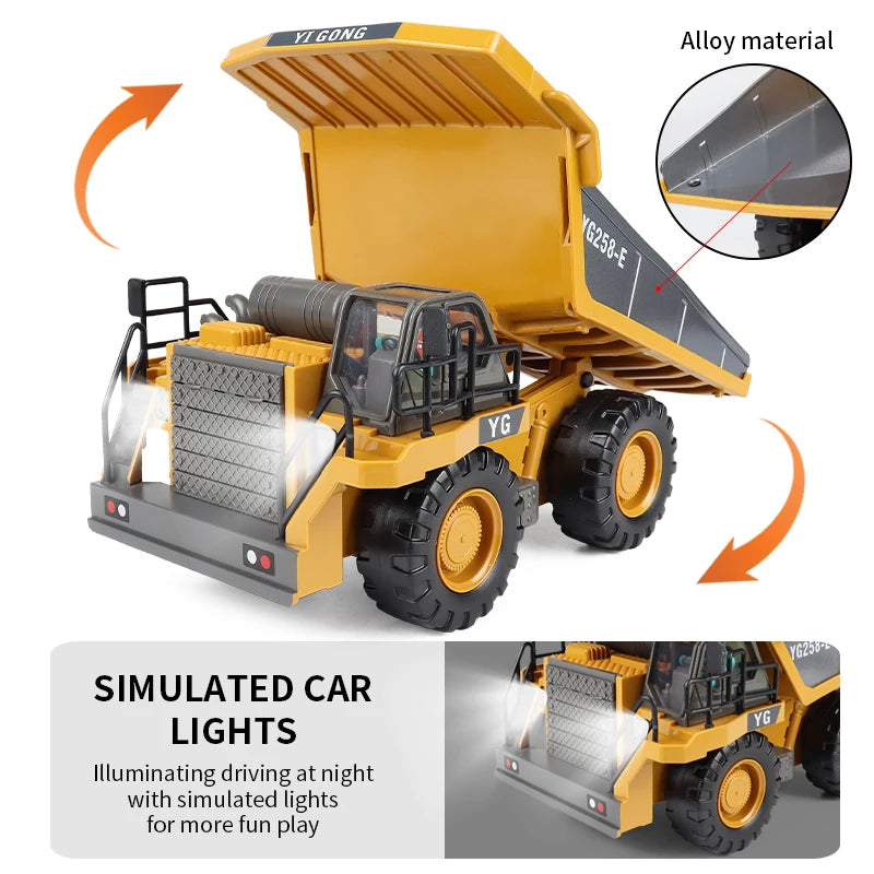 2.4G RC Excavator Dump Truck Alloy Construction Vehicle Toy