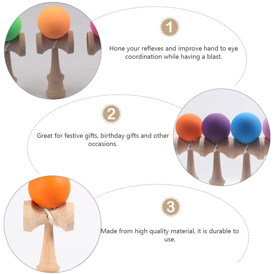 Painted Wooden Handle Ball Toy Outdoor Fitness Hand Eye Training Juggling Ball