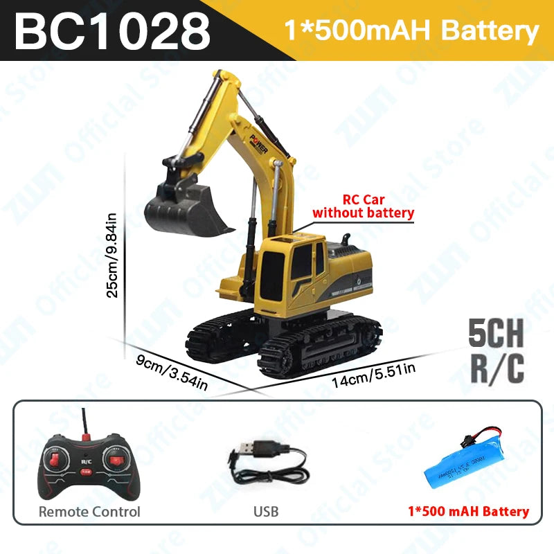 2.4G RC Excavator Dump Truck Alloy Construction Vehicle Toy