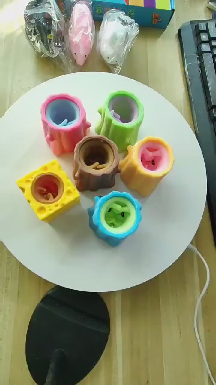 Squeeze Squirrel Stump Toy Stress Relief Fidget Pinching Game